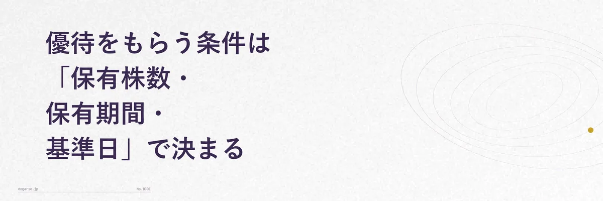 NTT株主優待の条件(保有株数・保有期間・基準日)を示す比較表イメージ